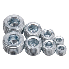 Load image into Gallery viewer, Edelbrock Fittings Pipe Plug Kit Internal Allen Head 1/8In 1/4In 3/8In 1/2In NPT Set of 8
