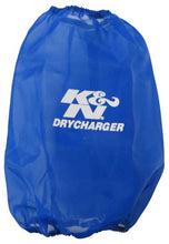 Load image into Gallery viewer, K&amp;N Round Tapered Drycharger Air Filter Wrap-Blue 7.5in Base ID x 4.5in Top ID x 9in H
