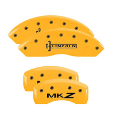 Load image into Gallery viewer, MGP 4 Caliper Covers Engraved Front Lincoln Rear MKZ Yellow Finish Black Char 2011 Lincoln MKZ
