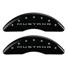 Load image into Gallery viewer, MGP 4 Caliper Covers Engraved Front 2015/Mustang Engraved Rear 2015/Bar &amp; Pony Black fnsh silver ch
