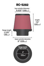 Load image into Gallery viewer, K&amp;N Universal Round Tapered Filter 6in Flange ID x 9in Base OD x 6.625in Top OD x 7.5in Height
