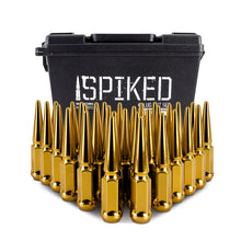Load image into Gallery viewer, Mishimoto Mishimoto Steel Spiked Lug Nuts M14 x 1.5 32pc Set Gold
