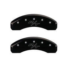 Load image into Gallery viewer, MGP 4 Caliper Covers Engraved Front Block/Challenger Engraved Rear Vintage Style/RT Blk fnsh slvr ch
