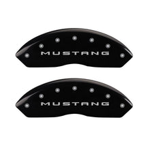 Load image into Gallery viewer, MGP 4 Caliper Covers Engraved Front 2015/Mustang Engraved Rear 2015/Bar &amp; Pony Black finish slvr ch
