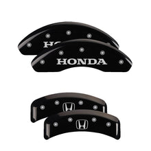 Load image into Gallery viewer, MGP 4 Caliper Covers Engraved Front Honda Engraved Rear H Logo Black finish silver ch
