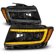 Load image into Gallery viewer, ANZO 11-13 Jeep Grand Cherokee (Factory Halogen Only) Projector Headlights w/Light Bar Swtchbk Black
