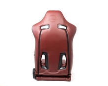 Load image into Gallery viewer, NRG Reclinable Sport Seats (Pair) The Arrow Maroon Vinyl w/ Pressed NRG logo w/ Maroon Stitch
