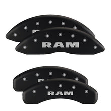 Load image into Gallery viewer, MGP 4 Caliper Covers Engraved Front RAM Engraved Rear RAMHEAD Black finish silver ch
