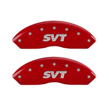 Load image into Gallery viewer, MGP 4 Caliper Covers Engraved Front &amp; Rear SVT Red finish silver ch
