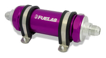 Load image into Gallery viewer, Fuelab 828 In-Line Fuel Filter Long -8AN In/Out 10 Micron Fabric - Purple
