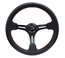 Load image into Gallery viewer, NRG Reinforced Steering Wheel (350mm / 3in. Deep) Black Leather/Red Stitch &amp; Blk 3-Spoke w/Slits
