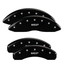 Load image into Gallery viewer, MGP 4 Caliper Covers Engraved Front &amp; Rear MGP Black Finish Silver Characters 2018 Tesla X
