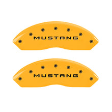 Load image into Gallery viewer, MGP 4 Caliper Covers Engraved Front Mustang Engraved Rear GT Yellow finish black ch
