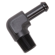Load image into Gallery viewer, Edelbrock Hose End 90-Deg 3/8In NPT to 3/8In Barb Black Anodize
