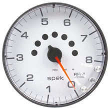 Load image into Gallery viewer, Autometer Spek-Pro Gauge Tachometer 5in 8K Rpm W/Shift Light &amp; Peak Mem White/Black

