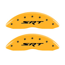 Load image into Gallery viewer, MGP 4 Caliper Covers Engraved Front &amp; Rear Srt Yellow Finish Black Char 2006 Jeep Commander
