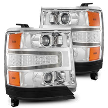 Load image into Gallery viewer, AlphaRex 16-18 Chevy 1500HD LUXX LED Proj Headlights Chrome w/Seq Actv Lgt / Seq Sig (Req PN 810023)
