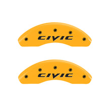 Load image into Gallery viewer, MGP 4 Caliper Covers Engraved Front &amp; Rear Honda Yellow finish black ch
