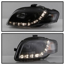 Load image into Gallery viewer, Spyder Audi A4 06-08 Projector Headlights Halogen Model Only - DRL Black PRO-YD-AA405-DRL-BK
