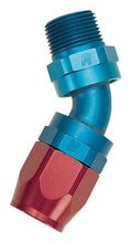 Load image into Gallery viewer, Russell Performance -12 AN Red/Blue 45 Deg Full Flow Swivel Pipe Thread Hose End (With 3/4in NPT)
