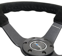 Load image into Gallery viewer, NRG Reinforced Steering Wheel (350mm / 3in. Deep) Blk Suede/Blk Bball Stitch w/5mm Matte Black Spoke
