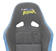 Load image into Gallery viewer, NRG Defender Seat/ Water Resistant Steel Frame Suspension - Gray w/ Blue Trim w/ Defender Logo
