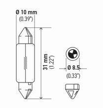 Load image into Gallery viewer, Hella Bulb 6418 12V 5W Sv858 T325 10X35 (2)
