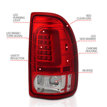 Load image into Gallery viewer, ANZO 1997-2004 Dodge Dakota LED Taillights Chrome Housing Red Lens Pair
