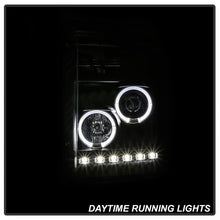 Load image into Gallery viewer, Spyder Ford Super Duty 11-16 Projector Headlights LEDHalo DRL All Black PRO-YD-FS11-HL-BKV2
