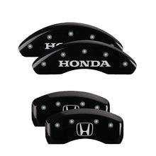Load image into Gallery viewer, MGP 4 Caliper Covers Engraved Front Honda Rear H Logo Black Finish Silver Char 2004 Honda CR-V
