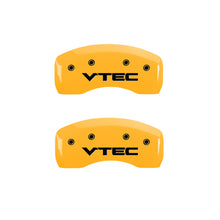 Load image into Gallery viewer, MGP 4 Caliper Covers Engraved Front &amp; Rear Vtech Yellow finish black ch
