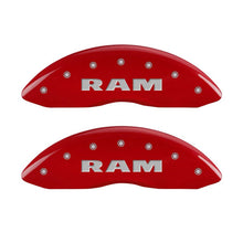 Load image into Gallery viewer, MGP 4 Caliper Covers Engraved Front RAM Engraved Rear RAMHEAD Red finish silver ch
