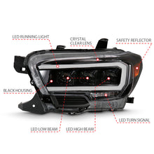 Load image into Gallery viewer, ANZO 2016-2018 Toyota Tacoma LED Projector Headlights Plank Style Black w/ Amber
