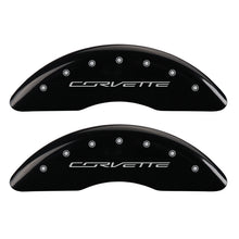 Load image into Gallery viewer, MGP 4 Caliper Covers Engraved Front Corvette C7 Engraved Rear Z51/2015 Black finish silver ch

