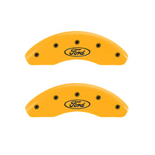 Load image into Gallery viewer, MGP 4 Caliper Covers Engraved Front &amp; Rear Oval logo/Ford Yellow finish black ch

