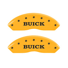 Load image into Gallery viewer, MGP 4 Caliper Covers Engraved Front Buick Rear Yellow Finish Black Char 2018 Buick Envision
