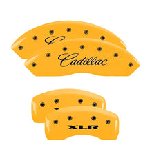 Load image into Gallery viewer, MGP 4 Caliper Covers Engraved Front &amp; Rear MGP Yellow Finish Black Char 2019 GMC Arcadia
