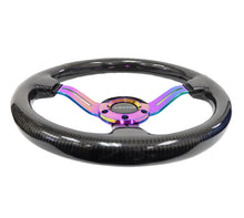 Load image into Gallery viewer, NRG Carbon Fiber Steering Wheel (350mm / 1.5in. Deep) Neochrome 3-Spoke Design w/Slit Cuts
