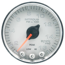 Load image into Gallery viewer, Autometer Spek-Pro Gauge Nitrous Press 2 1/16in 1600psi Stepper Motor W/Peak &amp; Warn Slvr/Chrm
