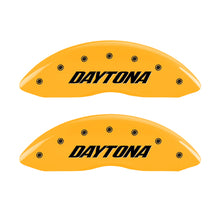 Load image into Gallery viewer, MGP 4 Caliper Covers Engraved Front &amp; Rear Daytona Yellow Finish Black Char 2006 Dodge Charger
