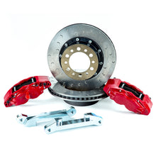 Load image into Gallery viewer, Alcon 07+ Jeep JK w/ 6x5.5in Hub 357x32mm Rotor 4-Piston Red Calipers Front Brake Upgrade Kit
