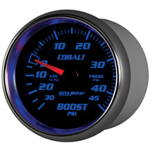Load image into Gallery viewer, AutoMeter Gauge Vac/Boost 2-5/8in. 30Inhg-45PSI Mechanical Cobalt
