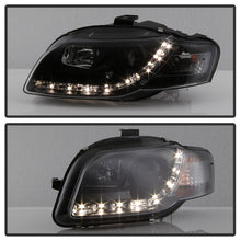 Load image into Gallery viewer, Spyder Audi A4 06-08 Projector Headlights Halogen Model Only - DRL Black PRO-YD-AA405-DRL-BK
