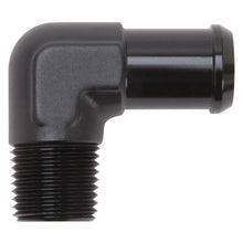 Load image into Gallery viewer, Edelbrock Hose End 90-Deg 1/2In NPT to 3/4In Barb Black Anodize
