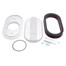 Load image into Gallery viewer, Edelbrock Air Cleaner Classic Series Oval Aluminum Top Cloth Element 17 5In X 9 35In X 3 9In Satin
