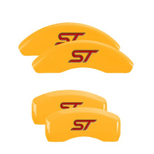 Load image into Gallery viewer, MGP 4 Caliper Covers Engraved Front &amp; Rear No bolts/ST Yellow finish black ch
