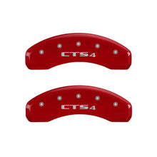 Load image into Gallery viewer, MGP 4 Caliper Covers Engraved Front Cursive/Cadillac Engraved Rear CTS4 Yellow finish black ch

