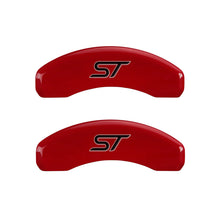 Load image into Gallery viewer, MGP 4 Caliper Covers Engraved Front &amp; Rear No bolts/ST Red finish silver ch
