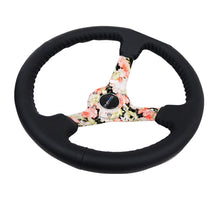 Load image into Gallery viewer, NRG Reinforced Steering Wheel (350mm / 3in. Deep) Blk Leather Floral Dipped w/ Blk Baseball Stitch
