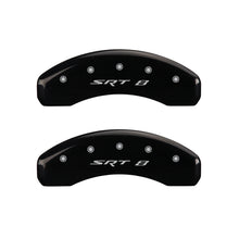 Load image into Gallery viewer, MGP 4 Caliper Covers Engraved Front &amp; Rear SRT8 Black finish silver ch
